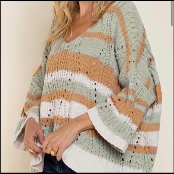 New! Clearance 🔥 Was $79.00 POL Desert Sage Chenille Sweater Stripe - Picture 6 of 7